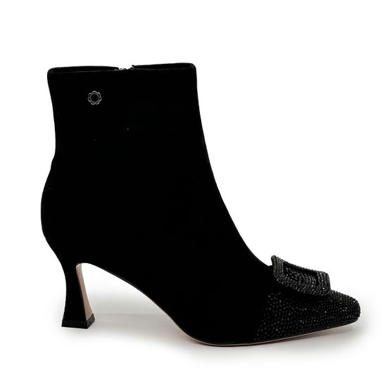 Ботильоны Tuffoni черные замша/стрейч со стразами демисезонные - фото 1, 5624030VL TUF