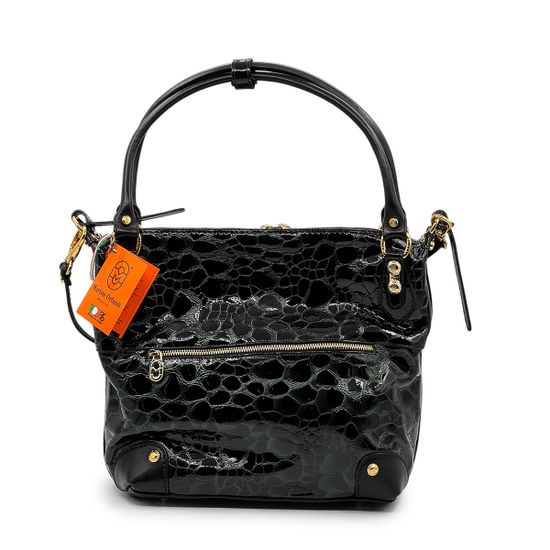 Сумка Marino Orlandi черно-зеленая лакированная - фото 3, 4913 MO VERDE