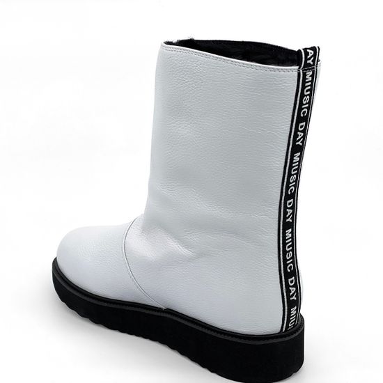 Ботинки Cover белые кожаные МЕХ - фото 3, 8083-2 COV