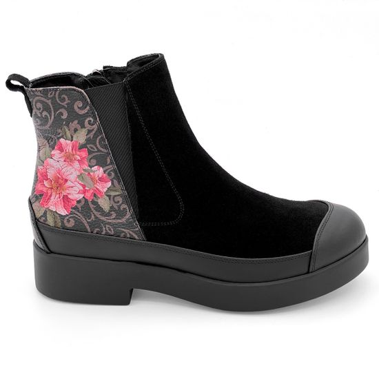 Ботинки Marzetti черные МЕХ комбинация замши и кожи - фото 1, 