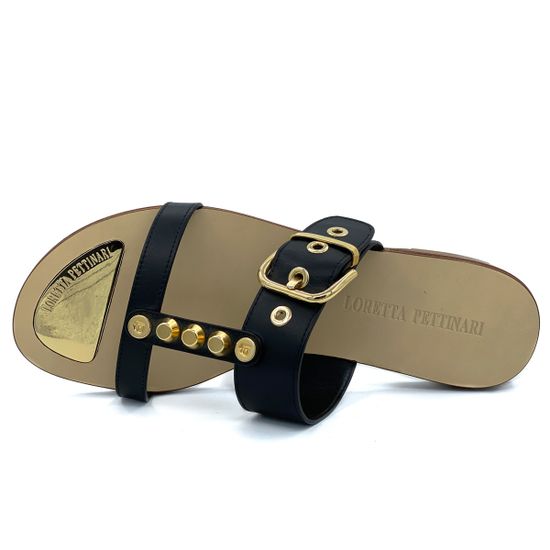 Шлепанцы Loretta Pettinari черные кожаные - фото 4, 4736 LP NAPPA