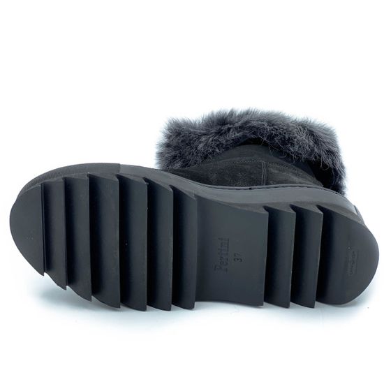 Полусапоги Pertini черные замшевые МЕХ - фото 4, 