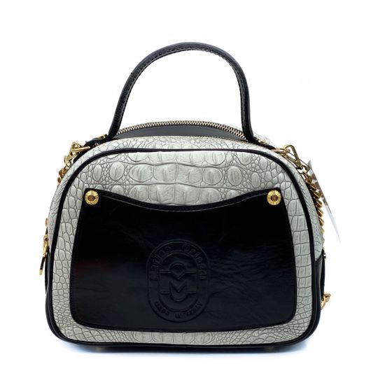 Сумка Marino Orlandi черно-белая крокодил - фото 1, 