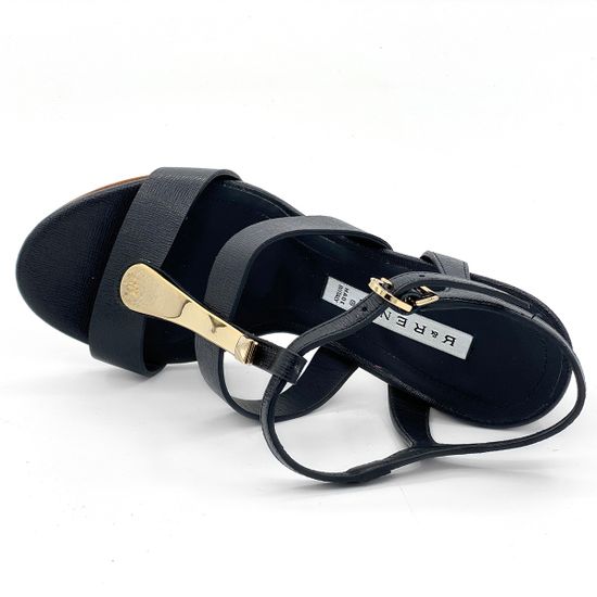 Босоножки Renzi кожаные черные с металлическим язычком - фото 5, 