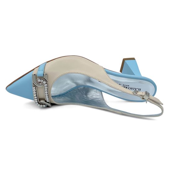 Туфли Ilasio Renzoni бежево-голубые кожаные - фото 5, 6428 IR BLU
