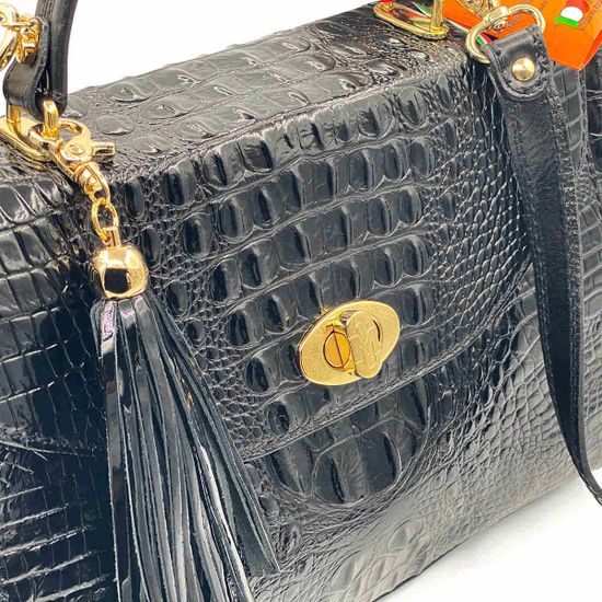 Сумка Marino Orlandi кожаная лакированная черная - фото 4, 4835 MO NERO