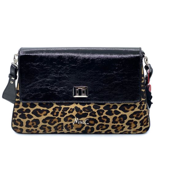 Сумка Marina Creazioni черно-коричневая комбинация наплака и меха пони - фото 1, 