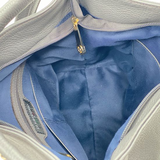 Сумка Di Gregorio серая кожаная - фото 5, 