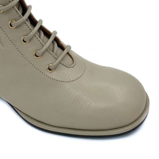 Ботильоны Mot Cle бежевые кожаные МЕХ - фото 6, 