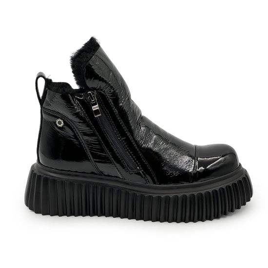 Ботинки TUFFONI черные лаковые на меху - фото 1,