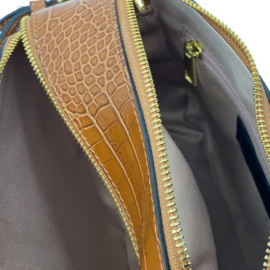 Сумка MOT CLE  кожаная бежевая/коричневая - фото 5, 