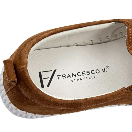 Слипоны Francesco Valeri коричневые замшевые с перфорацией - фото 7, V50 FV CUOIO