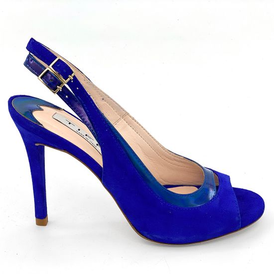 Босоножки Tiffi замшевые с лакированными вставками синие - фото 1, 