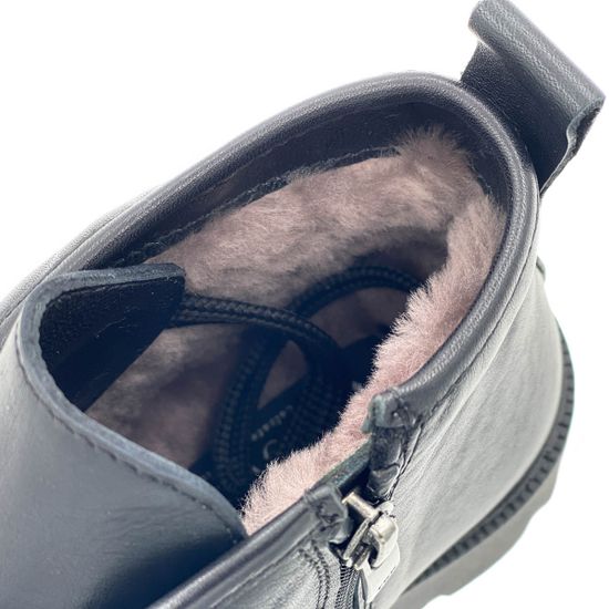 Ботинки Cover черные кожаные МЕХ - фото 6, 895-2-01 COV