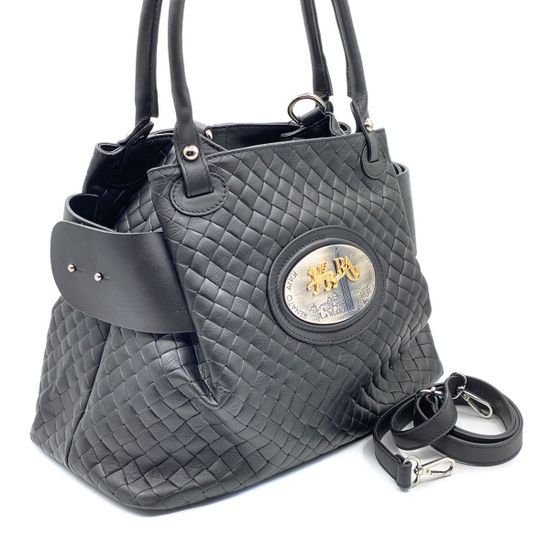 Сумка Renato Angi черная кожаная плетеная - фото 2, 