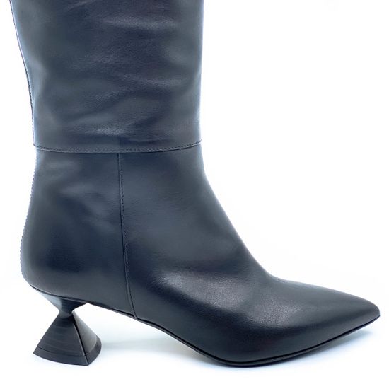 Сапоги Tiffi черные кожаные демисезонные - фото 2, 