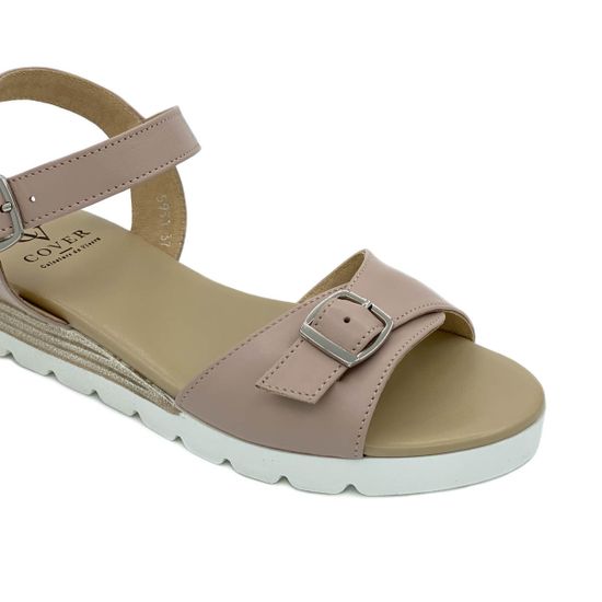 Босоножки Cover пастельно-розовые кожаные - фото 6, 