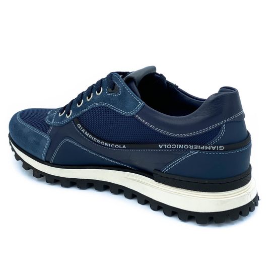 Кроссовки Giampieronicola синие комбинация кожи и нубука демисезонные - фото 3, E39394 GPN