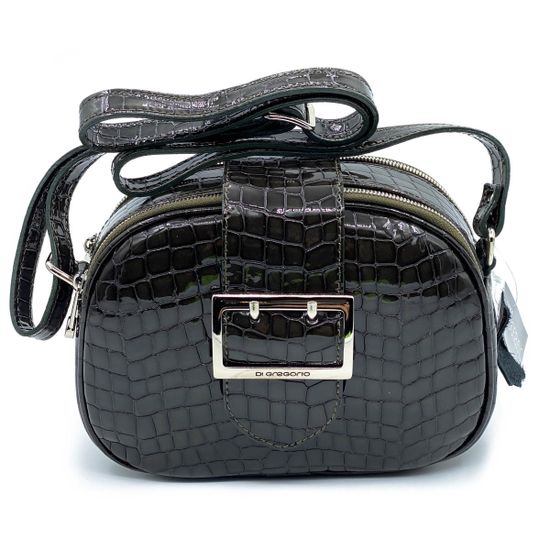 Клатч Di Gregorio зеленый лаковый тиснение под крокодила - фото 1, 