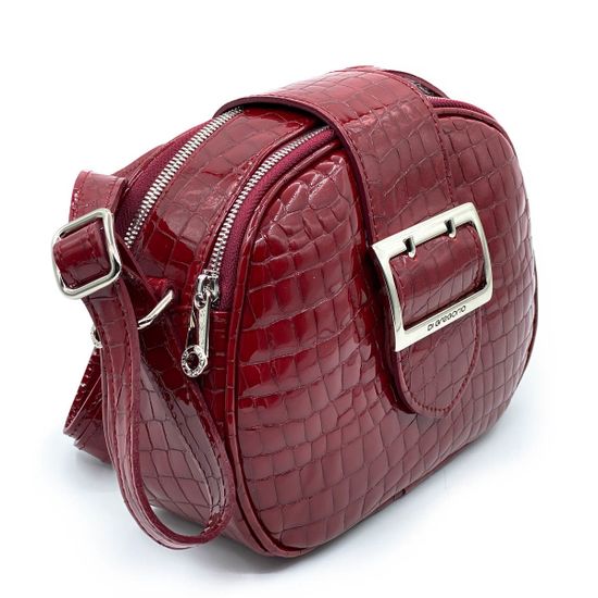 Клатч Di Gregorio красный лаковый тиснение под крокодила - фото 2, 