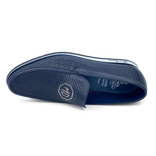 Туфли Mario Bruni с перфорацией кожаные синие - фото 5, 