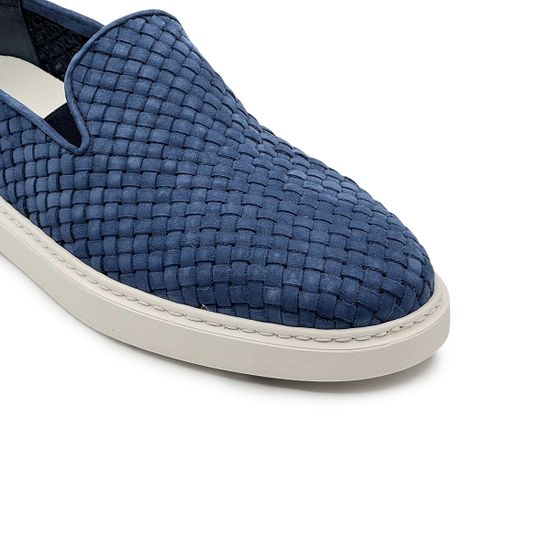 Слипоны GIANFRANCO BUTTERI синие из нубука плетеные - фото 6, 82604 BUT BLU