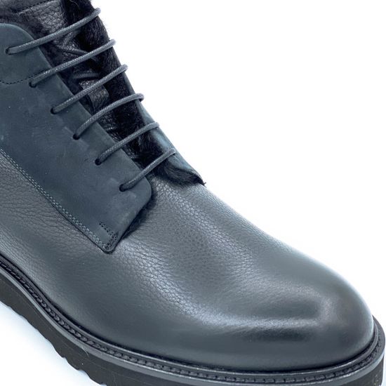 Ботинки Lab Milano черные кожаные МЕХ - фото 5, 