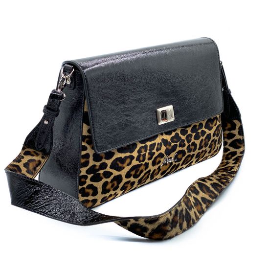 Сумка Marina Creazioni черно-коричневая комбинация наплака и меха пони - фото 2, 