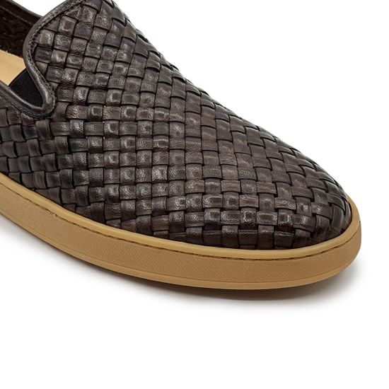 Слипоны GIAMPIERONICOLA коричневые кожаные плетеные - фото 6, W44557B GPN MORO