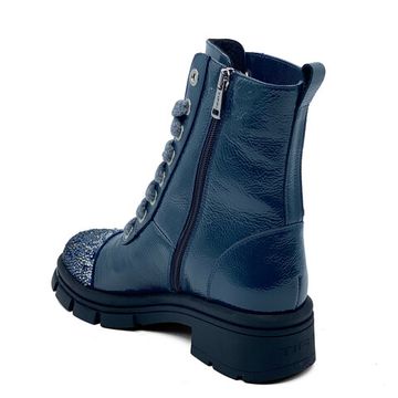 Ботинки Tiffi синие из лакированной кожи на шерсти - фото 2, A383 TI PACIFIC