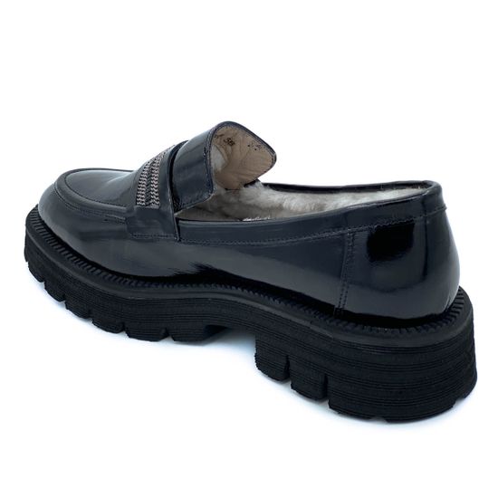 Лоферы Tuffoni черные из лакированной кожи МЕХ - фото 3, 