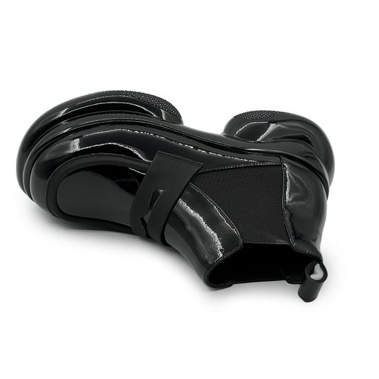 Ботинки TUFFONI черные кожаные лакированные на байке - фото 5, 