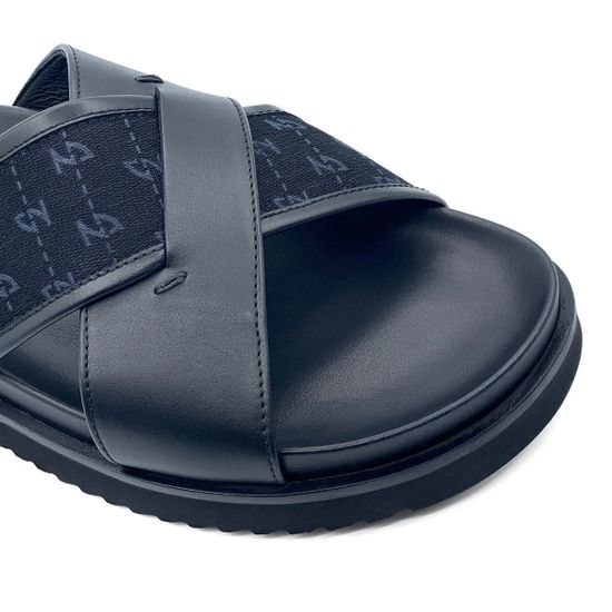 Шлепанцы Giampieronicola черные кожаные с текстильными вставками - фото 6, 5521 GPN