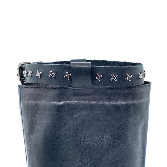 Сапоги Mimmu черные кожаные Байка - фото 5, F509K1 MIM NERO