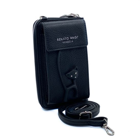 Кошелек-сумка Renato Angi черный кожаный - фото 2, 