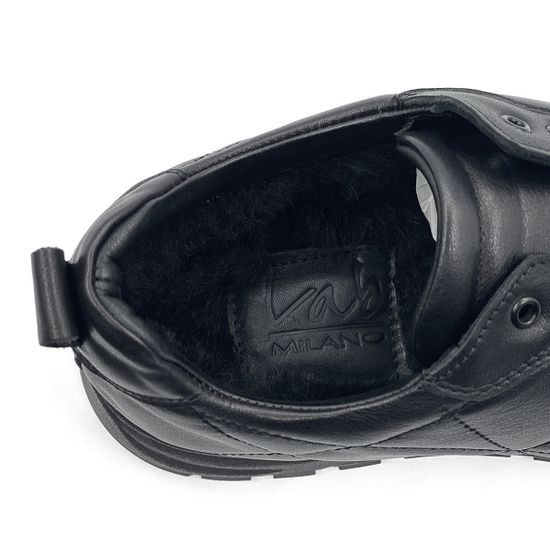 Кроссовки Lab Milano черные кожаные стеганные на меху - фото 7, 