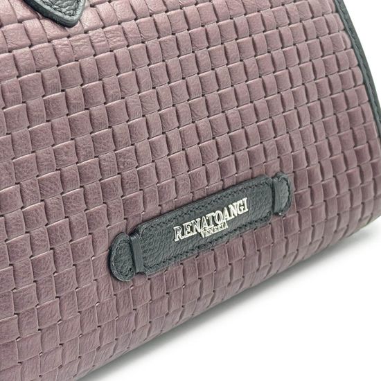Сумка Renato Angi черная/бордовая кожаная плетенная - фото 4, 3450217 RA BORDO