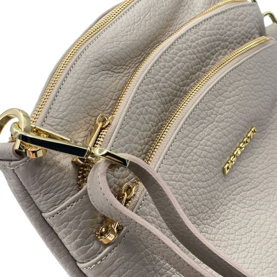 Сумка Di Gregorio бежевая кожаная - фото 4, 