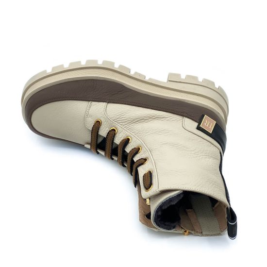 Ботинки Ilasio Renzoni бежевые кожаные МЕХ - фото 5, 