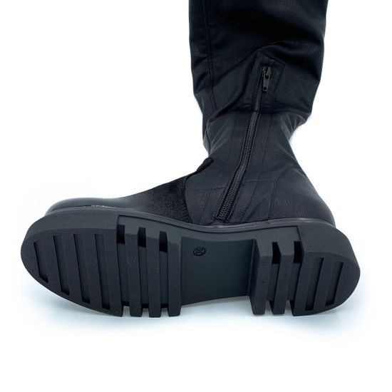 Сапоги Jeannot черные демисезонные комбинация кожи и наплака - фото 4, 