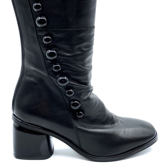 Сапоги Mimmu черные кожаные демисезонные - фото 4, FKBATY7 MIM