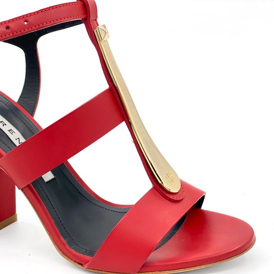 Босоножки Renzi кожаные красные с металлическим язычком - фото 6, 