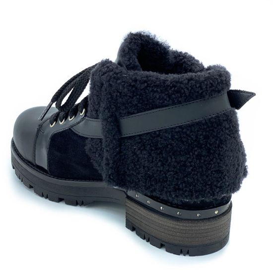 Ботинки Tiffi черные МЕХ комбинация кожи и замши - фото 3, FA27M TI