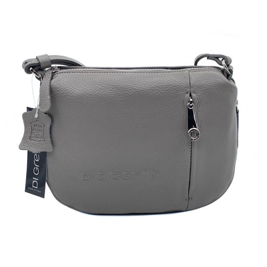 Сумка Di Gregorio серая кожаная кросс-боди - фото 1, 