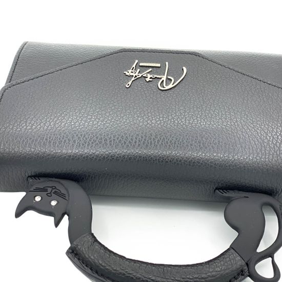 Клатч Renato Angi черный кожаный ручка-кот - фото 4, 