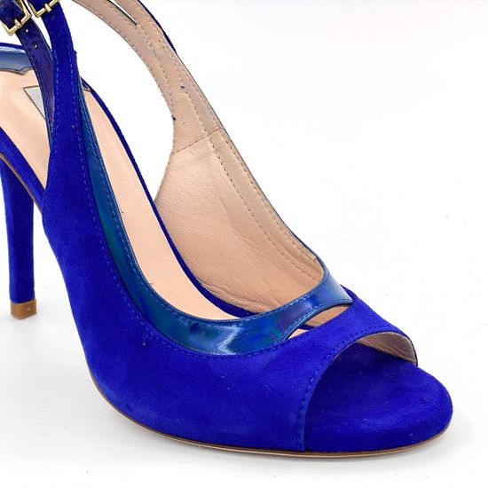 Босоножки Tiffi замшевые с лакированными вставками синие - фото 6, 