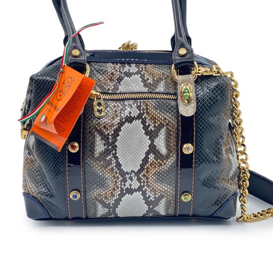 Сумка Marino Orlandi серая кожаная питон - фото 3, 