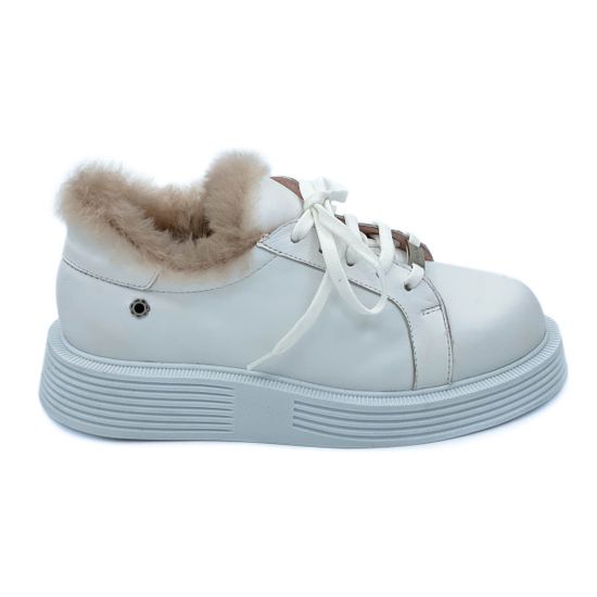 Ботинки Tuffoni белые кожаные МЕХ - фото 1, 1522114LF TUF