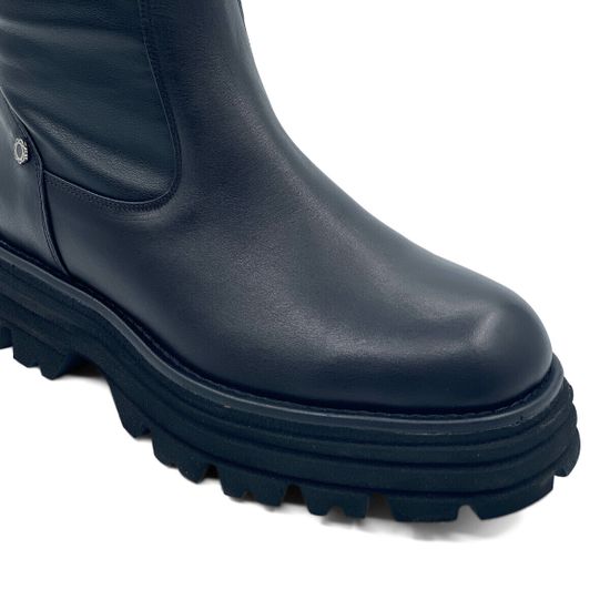 Ботфорты стрейч Tuffoni черные кожаные на байке - фото 7, 3423014LB TUF