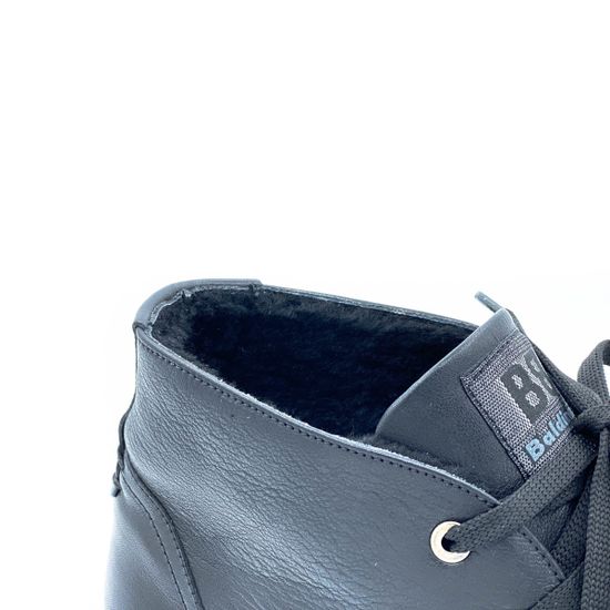 Ботинки Baldinini черные кожаные МЕХ - фото 6, 